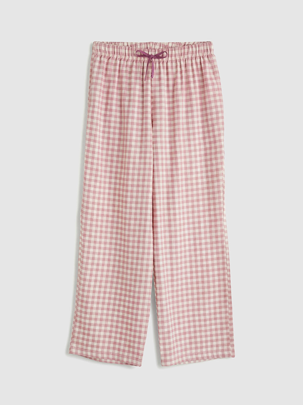 Pembe Bebe Yaka Ekose Kadın Pijama Takım-3