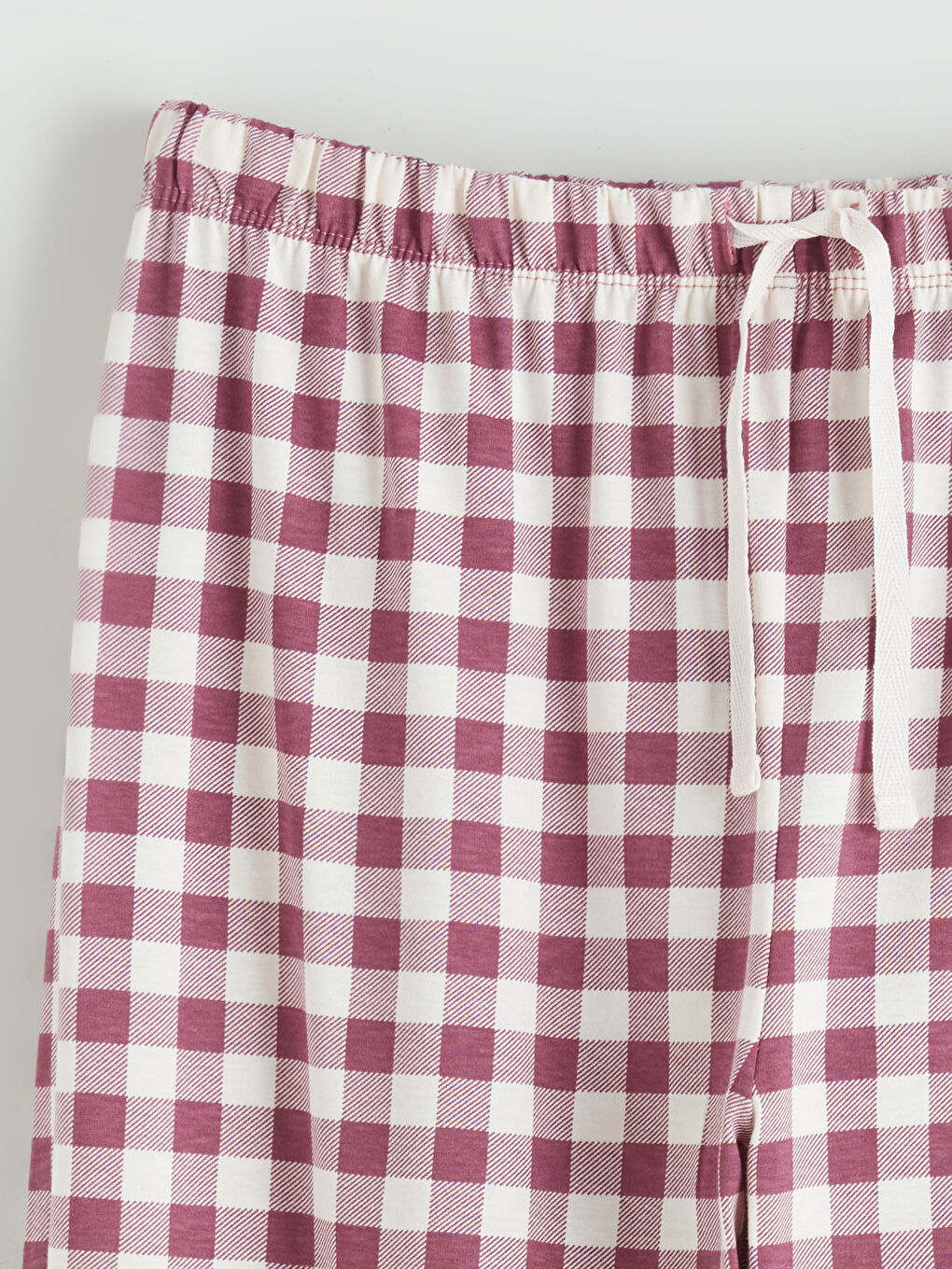 Kırmızı Beli Lastikli Ekose Kadın Pijama Altı-1