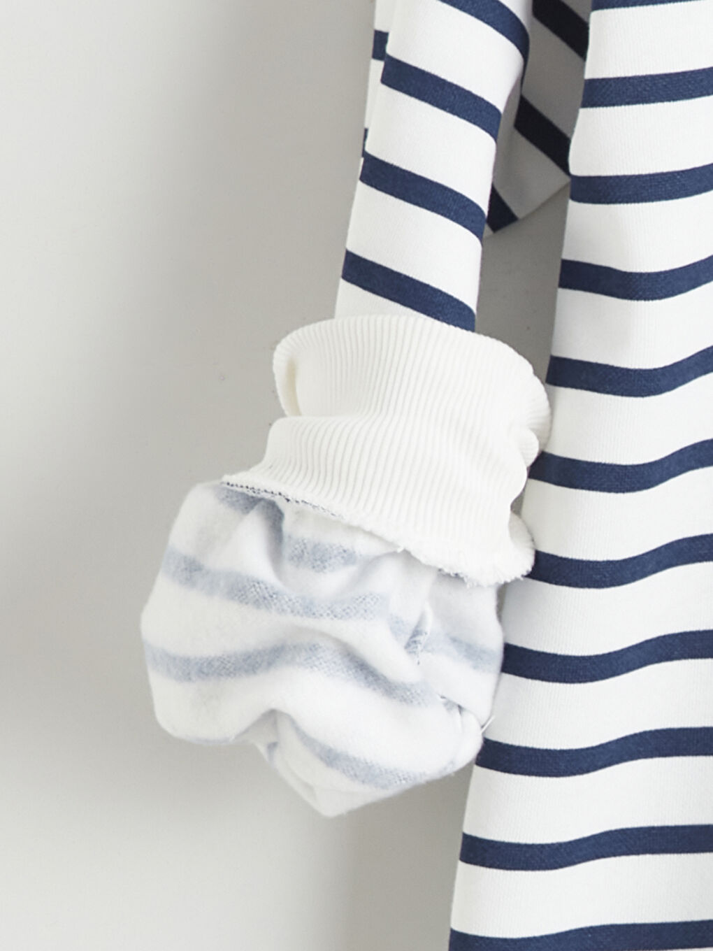 Lacivert Dik Yaka Çizgili Kadın Kalın Sweatshirt Tunik-6