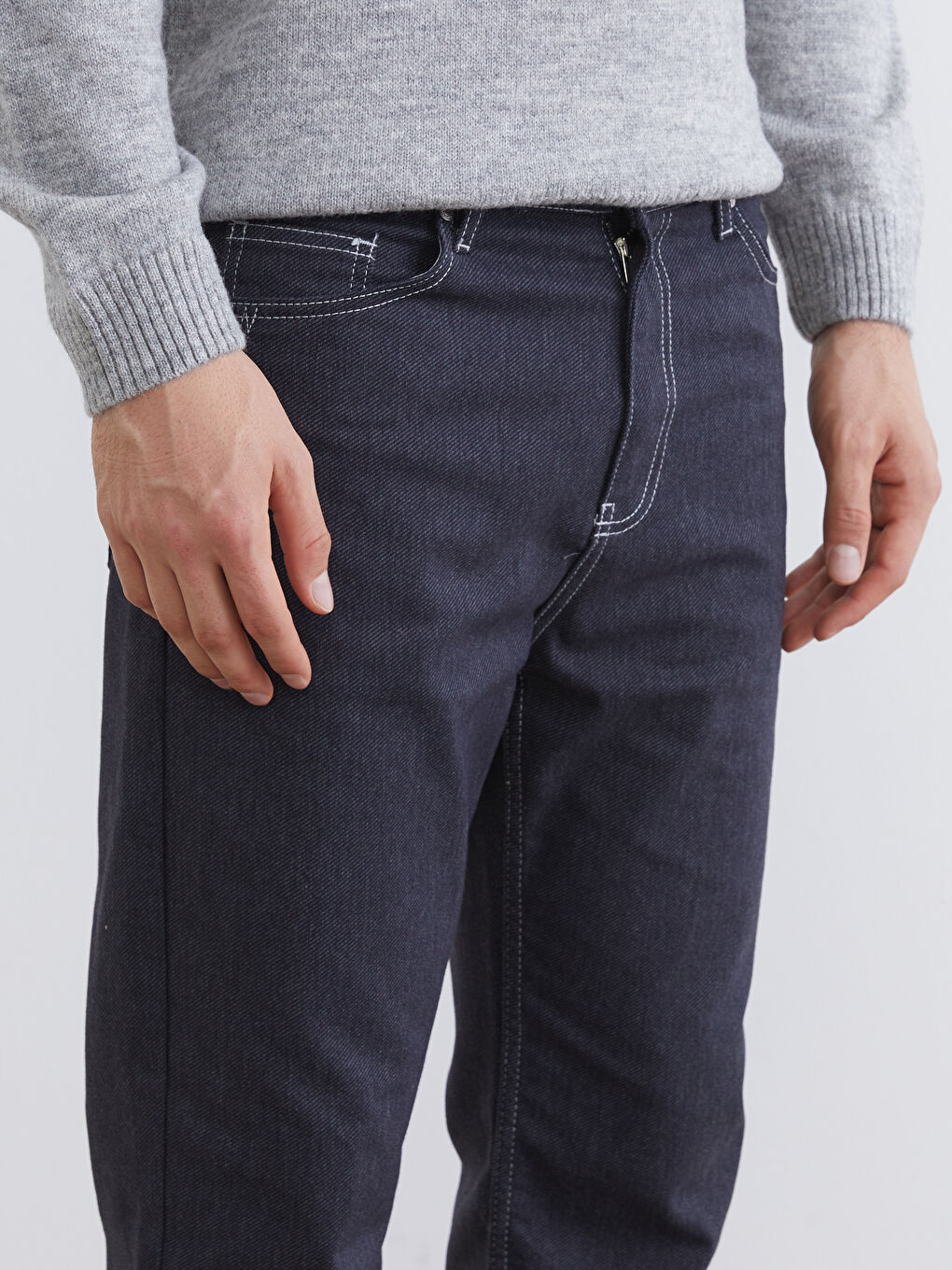 İndigo Standart Kalıp Gabardin Erkek Pantolon-2