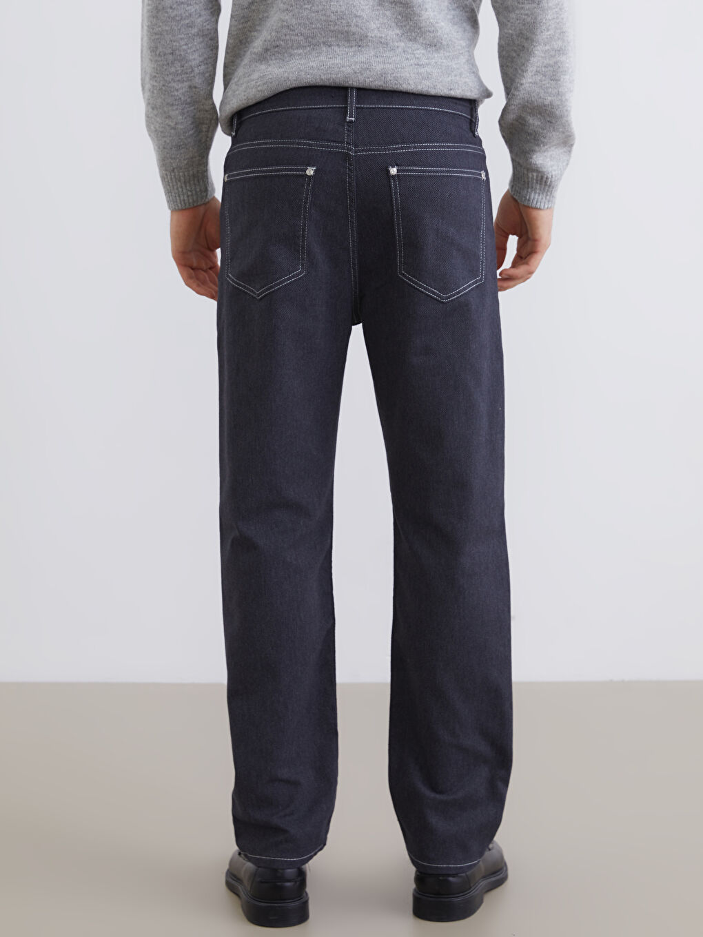 İndigo Standart Kalıp Gabardin Erkek Pantolon-3
