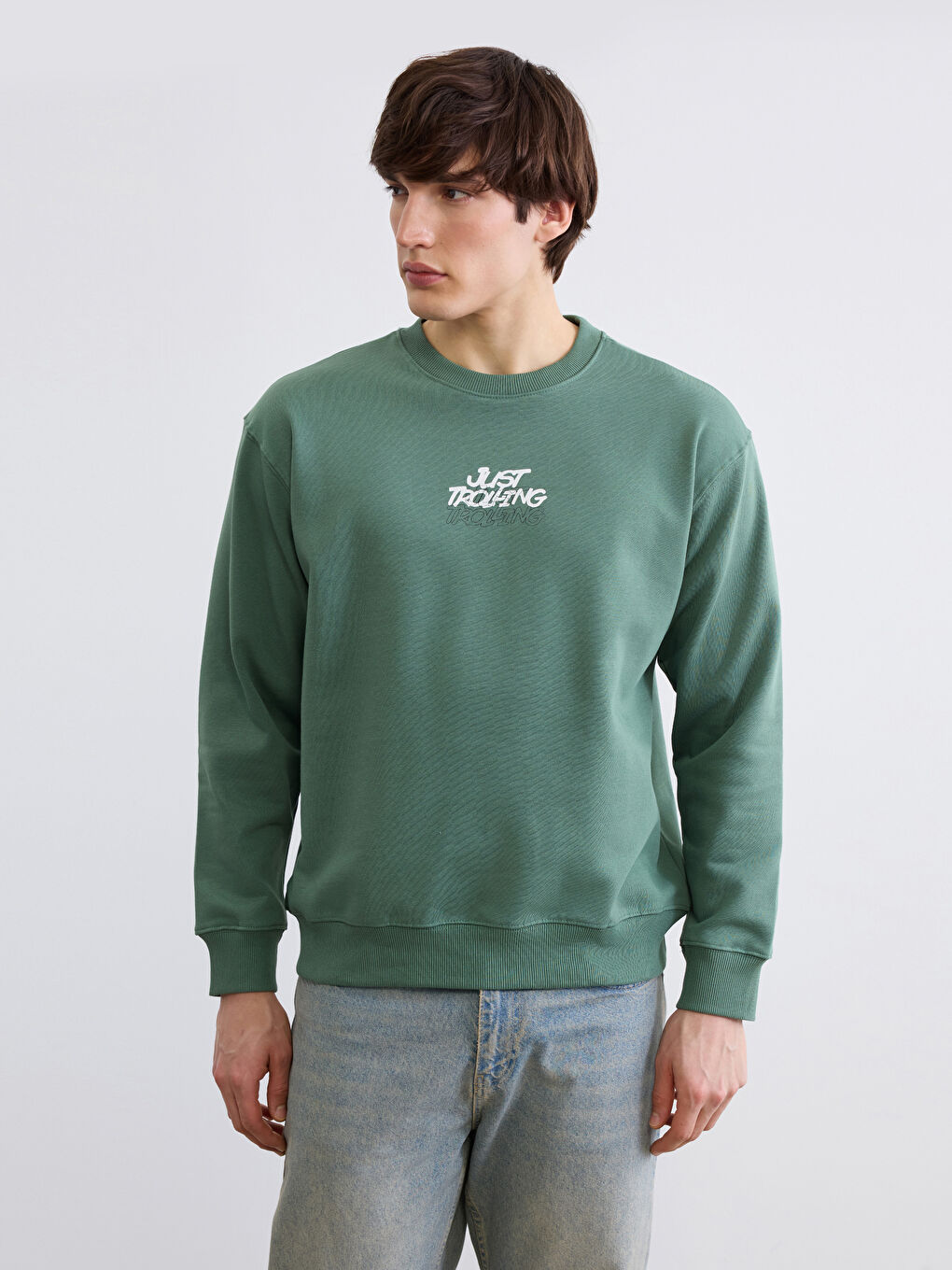 Crew Neck Printed Men's Sweatshirt