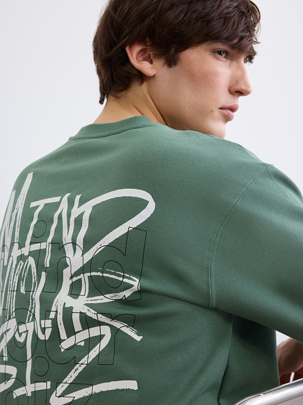 Crew Neck Printed Men's Sweatshirt-2