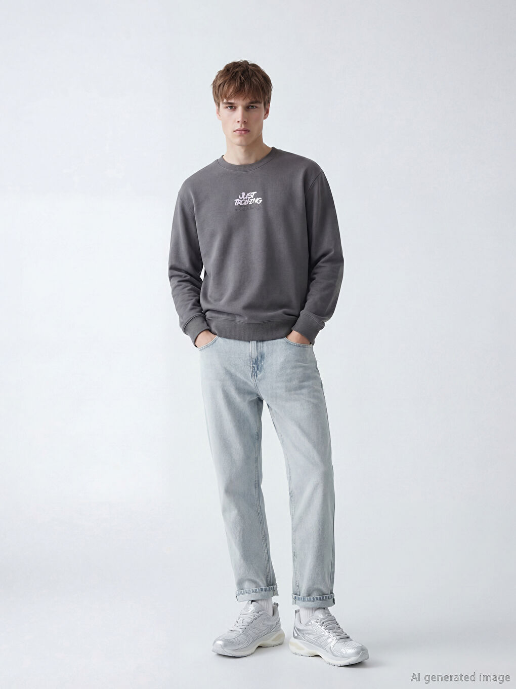 Sweat-shirt GRIS Homme-1