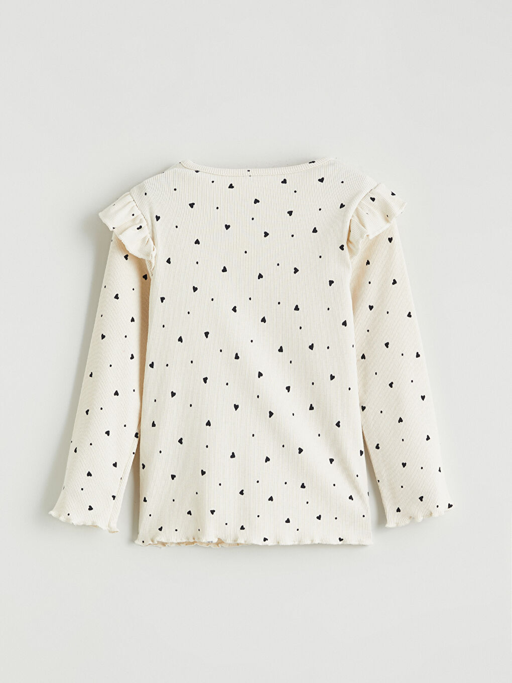 Ekru Fırfır Detaylı Kız Bebek Tişört-2