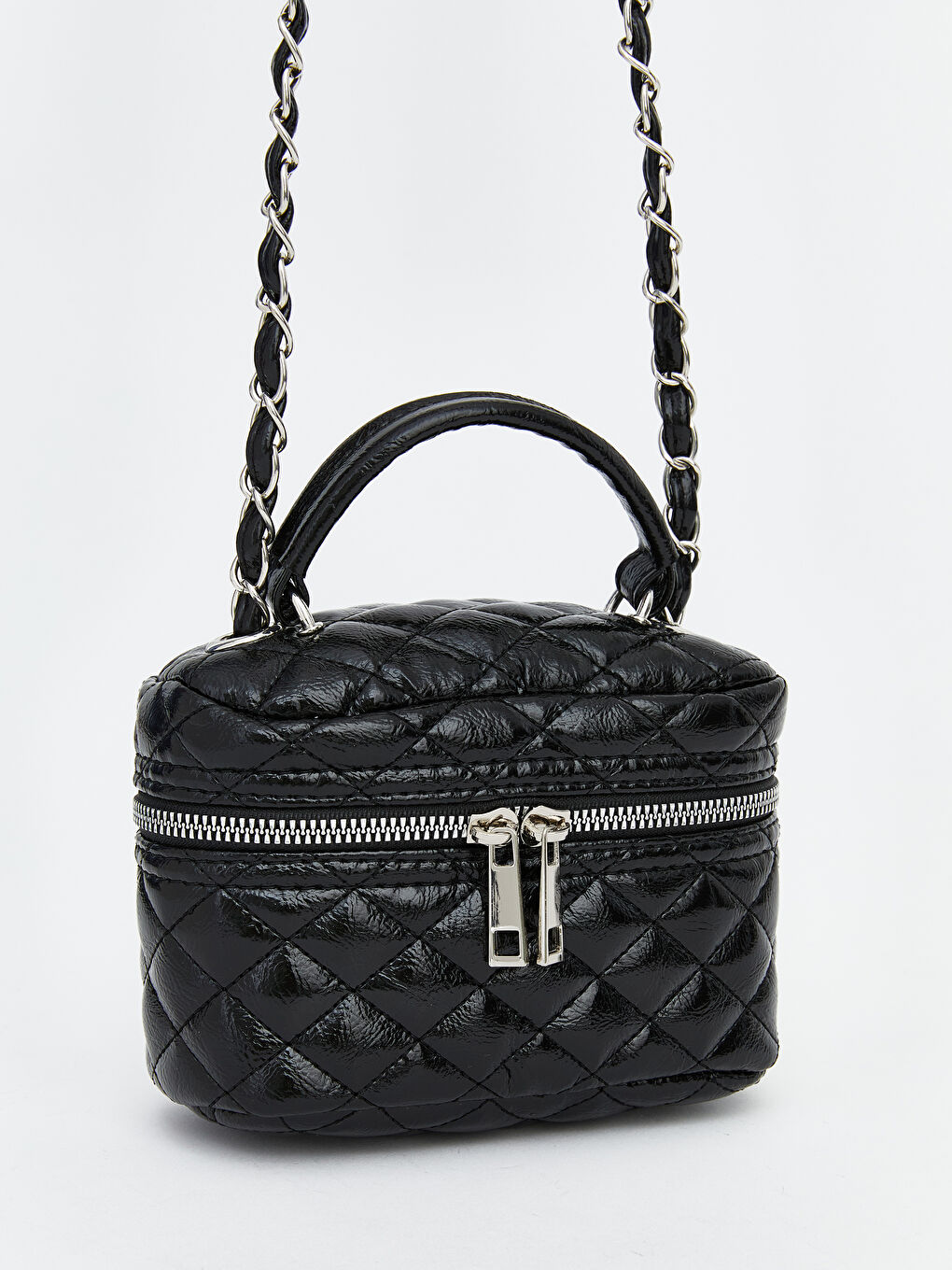 Siyah Deri Görünümlü Kadın Omuz Çantası-1