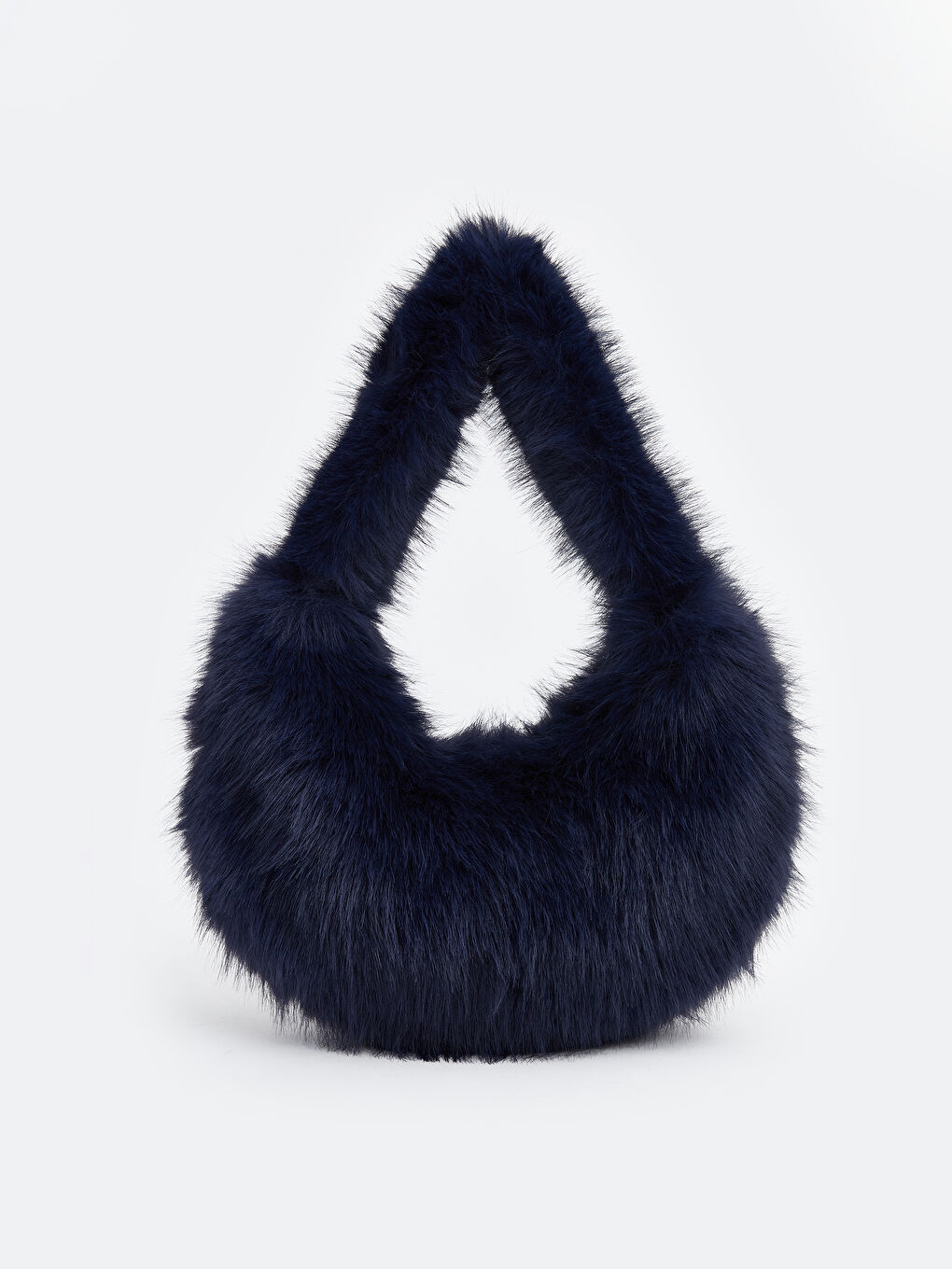 Lacivert Kürklü Kadın Baget Çanta