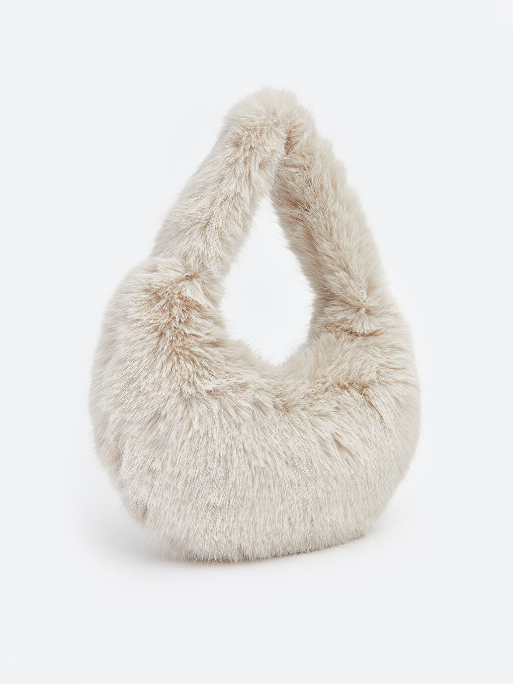 Bej Kürklü Kadın Baget Çanta-1