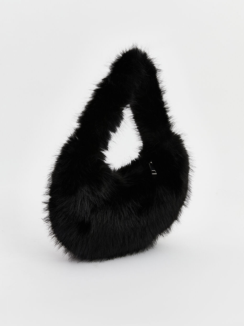 Siyah Kürklü Kadın Baget Çanta-1