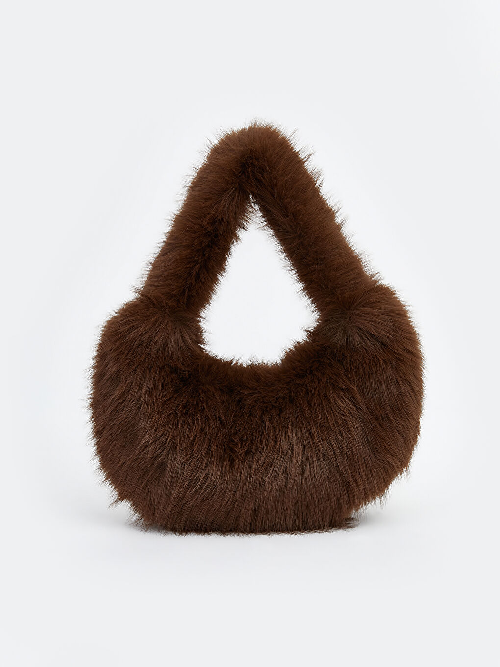 Kahverengi Kürklü Kadın Baget Çanta