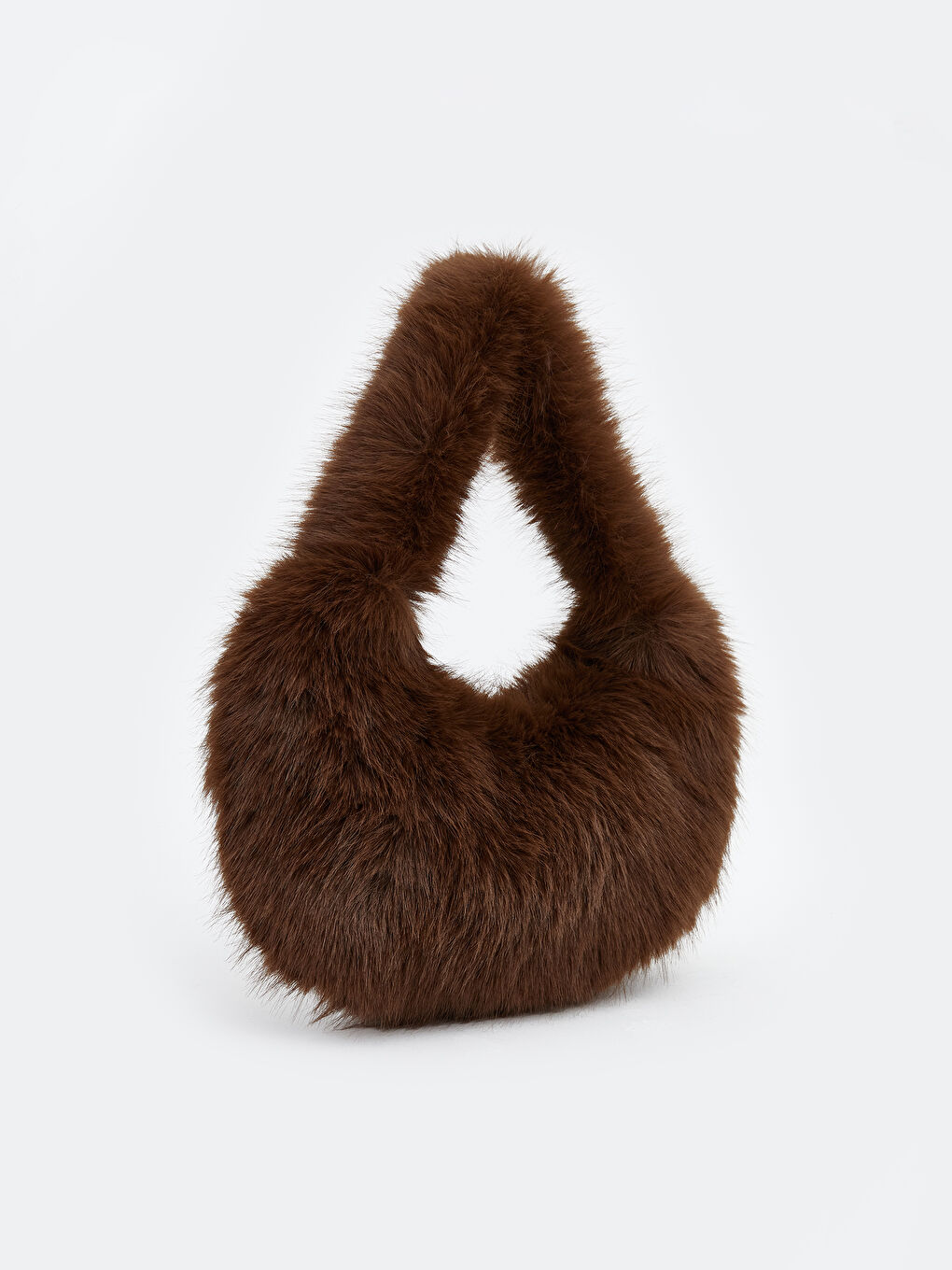 Kahverengi Kürklü Kadın Baget Çanta-1