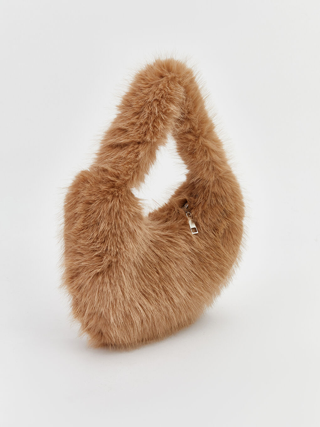 Bej Kürklü Kadın Baget Çanta-1