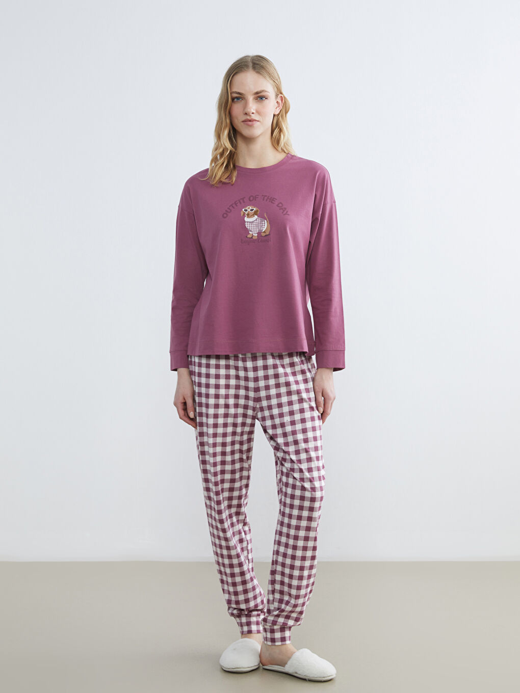 Crew Neck Printed Women's Pyjama Set
