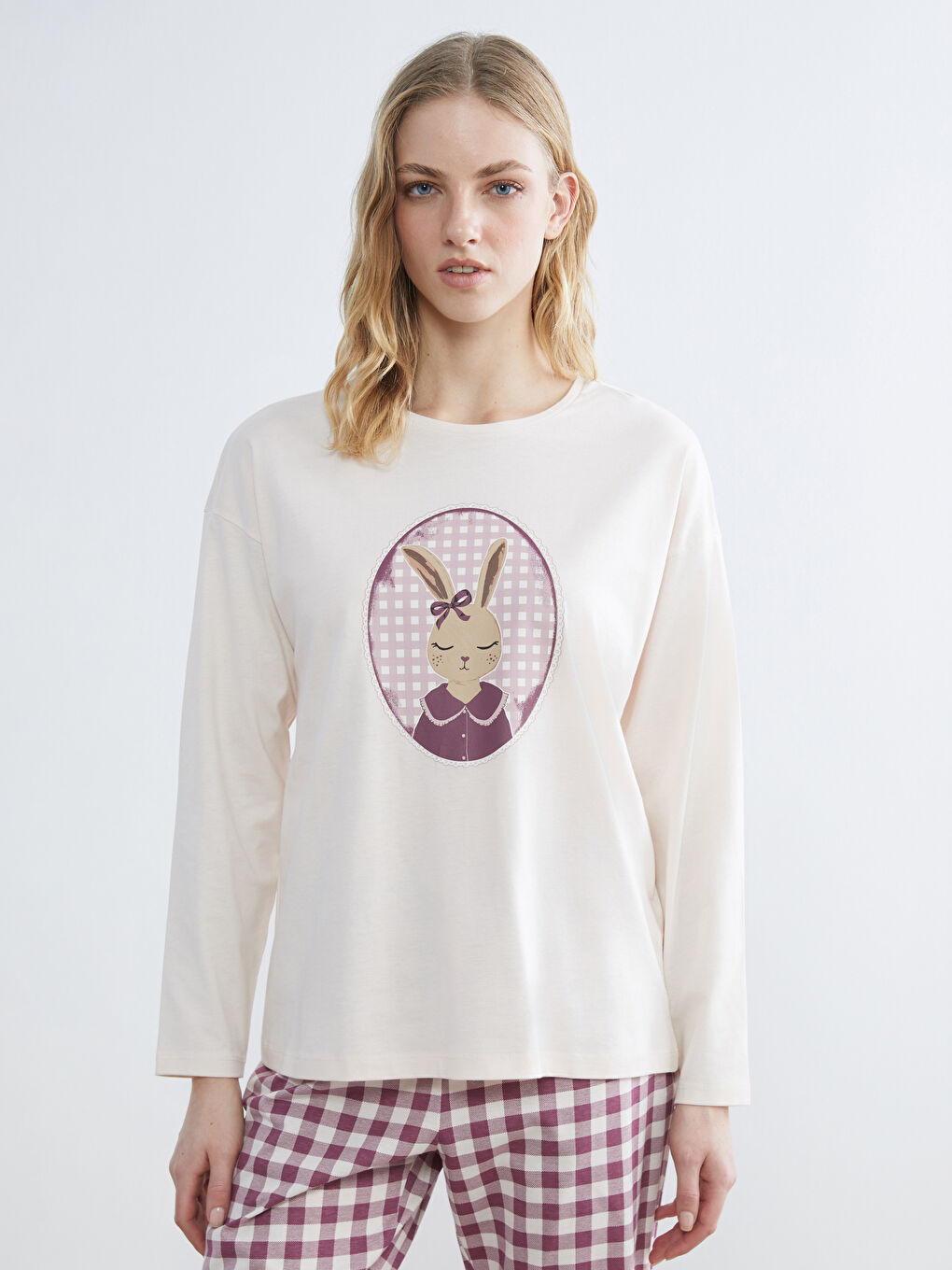 Crew Neck Printed Women's Pyjama Set-1