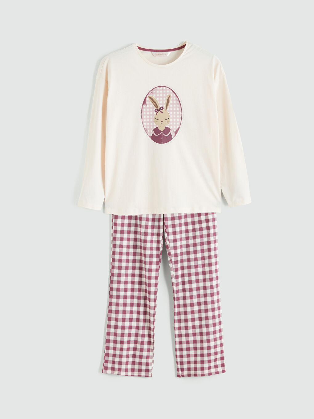 Kırmızı Bisiklet Yaka Baskılı Kadın Pijama Takımı