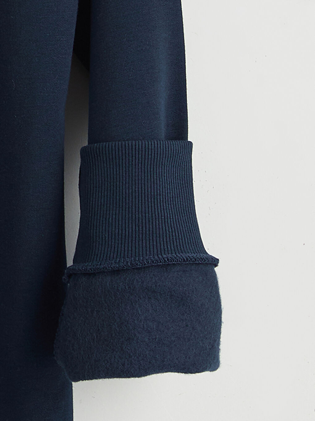 Lacivert Bisiklet Yaka Baskılı Erkek Kalın Sweatshirt-5