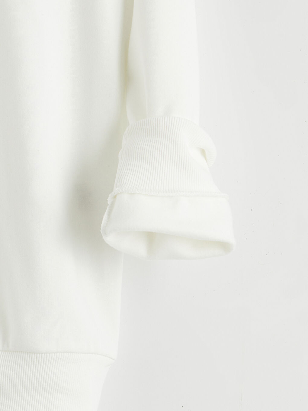 Ekru Bisiklet Yaka Baskılı Erkek Kalın Sweatshirt-6