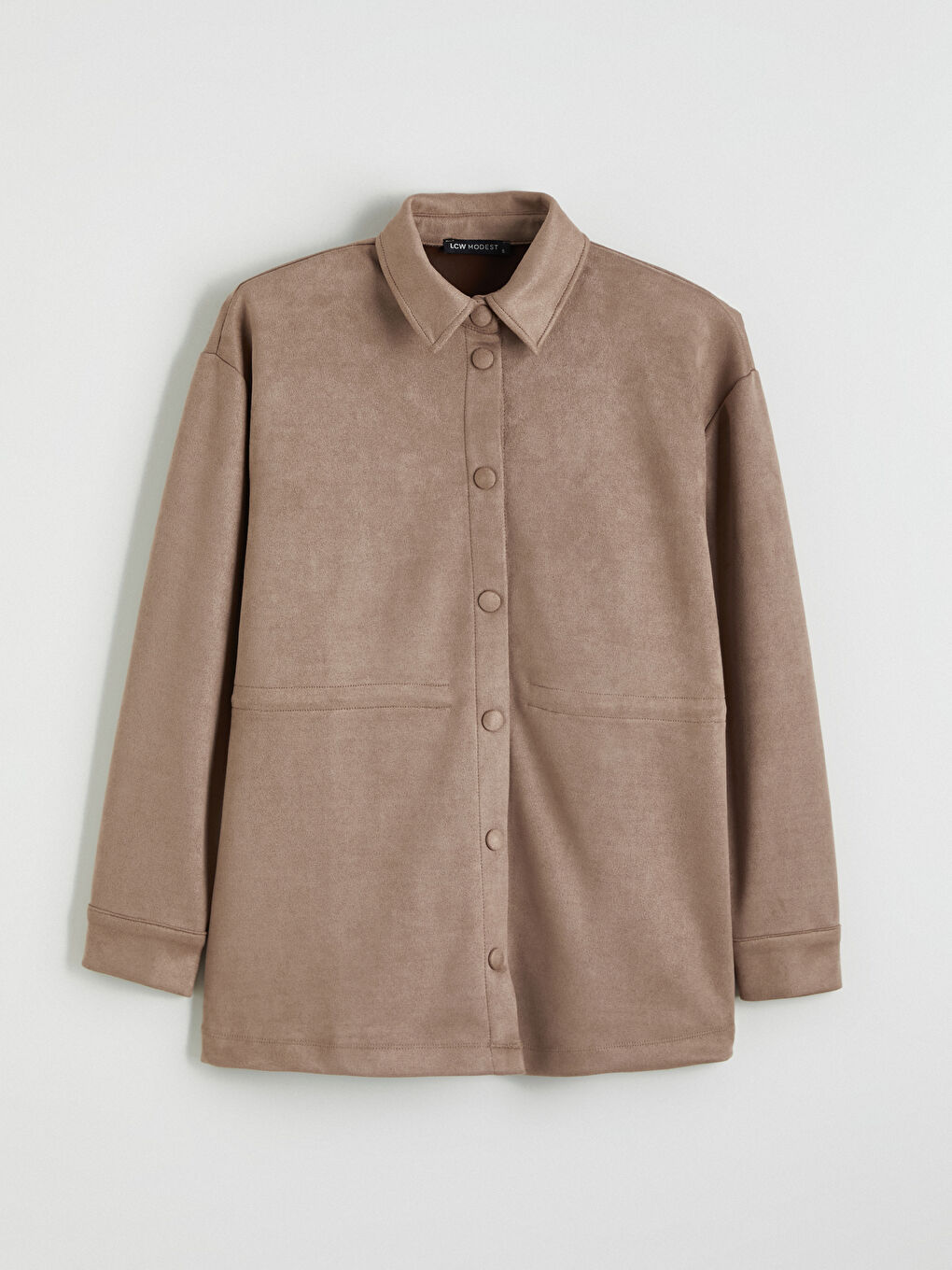 Bej Kadın Süet Görünümlü Gömlek Ceket-4