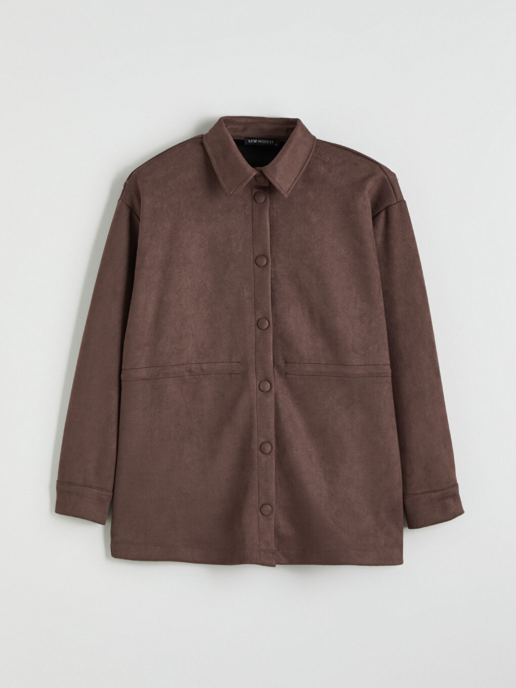 Kahverengi Kadın Süet Görünümlü Gömlek Ceket-4