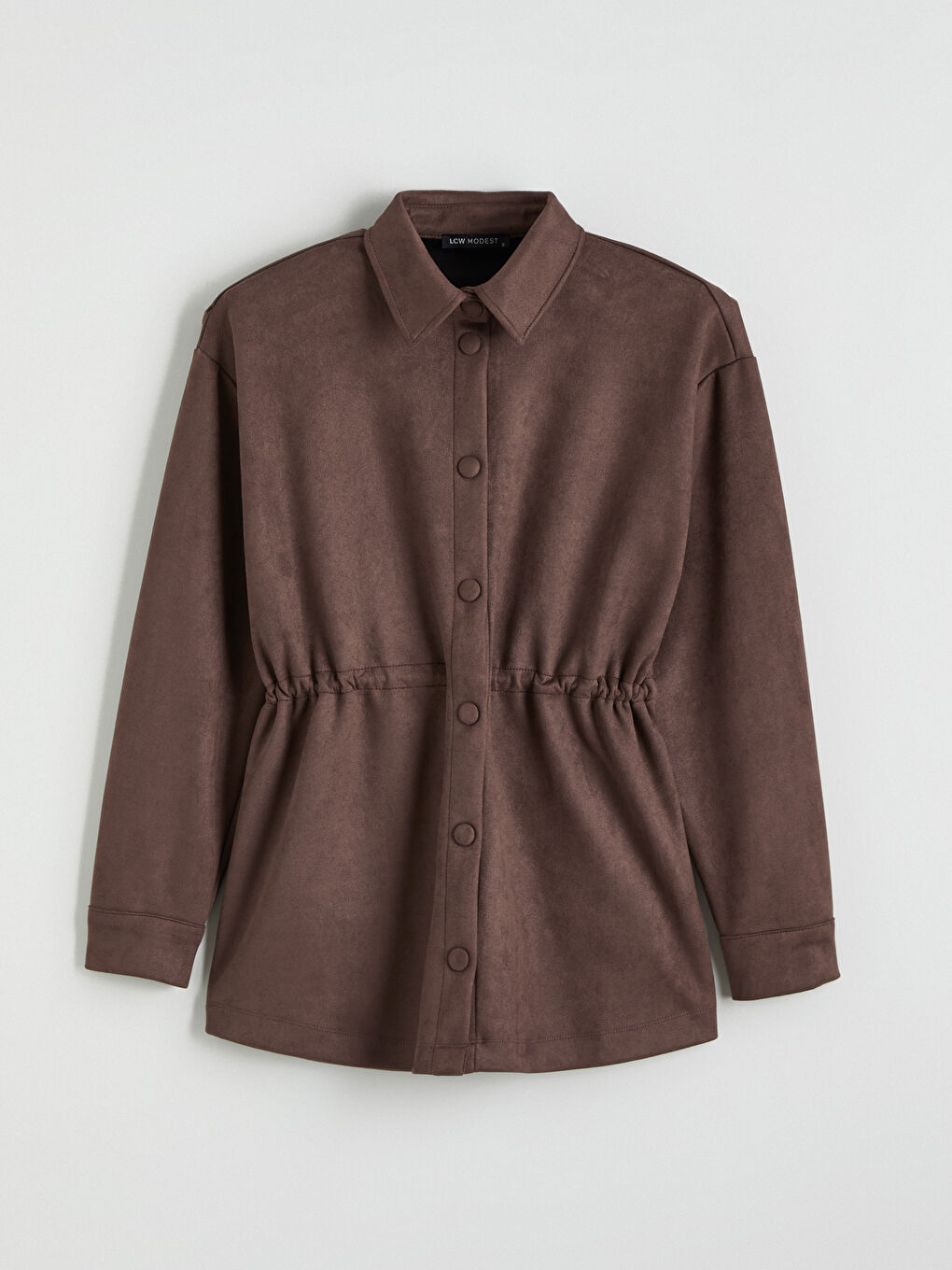 Kahverengi Kadın Süet Görünümlü Gömlek Ceket-5