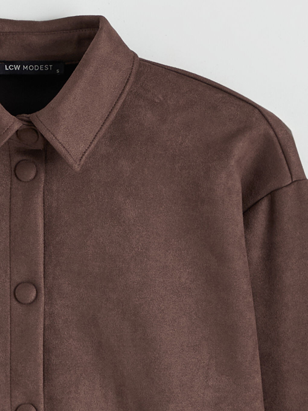 Kahverengi Kadın Süet Görünümlü Gömlek Ceket-6