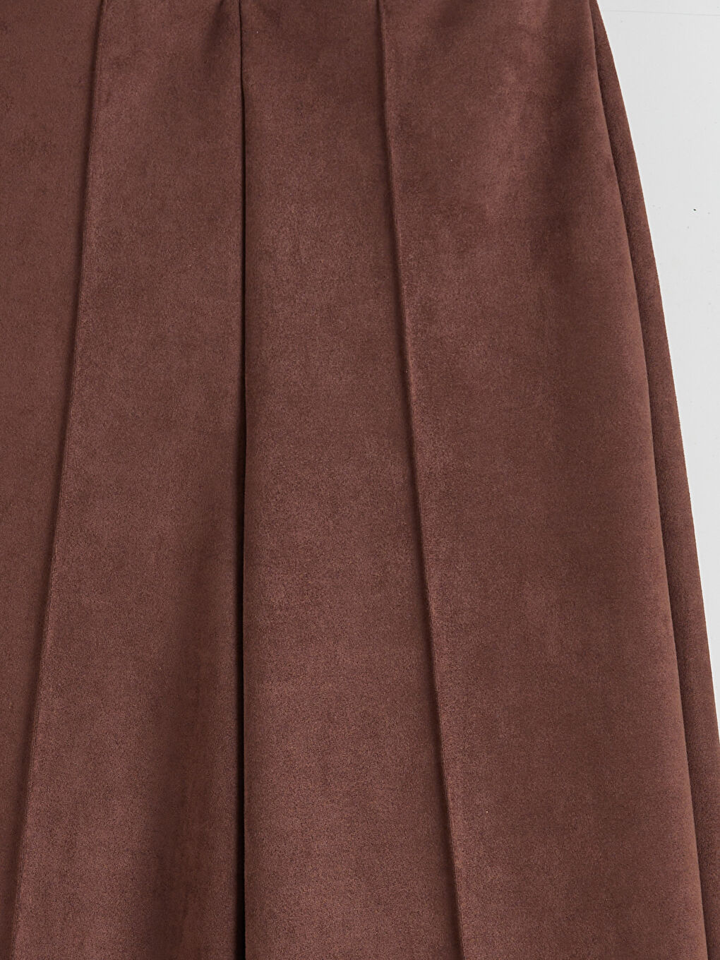 Kahverengi Standart Fit Kadın Süet Görünümlü Pantolon-5