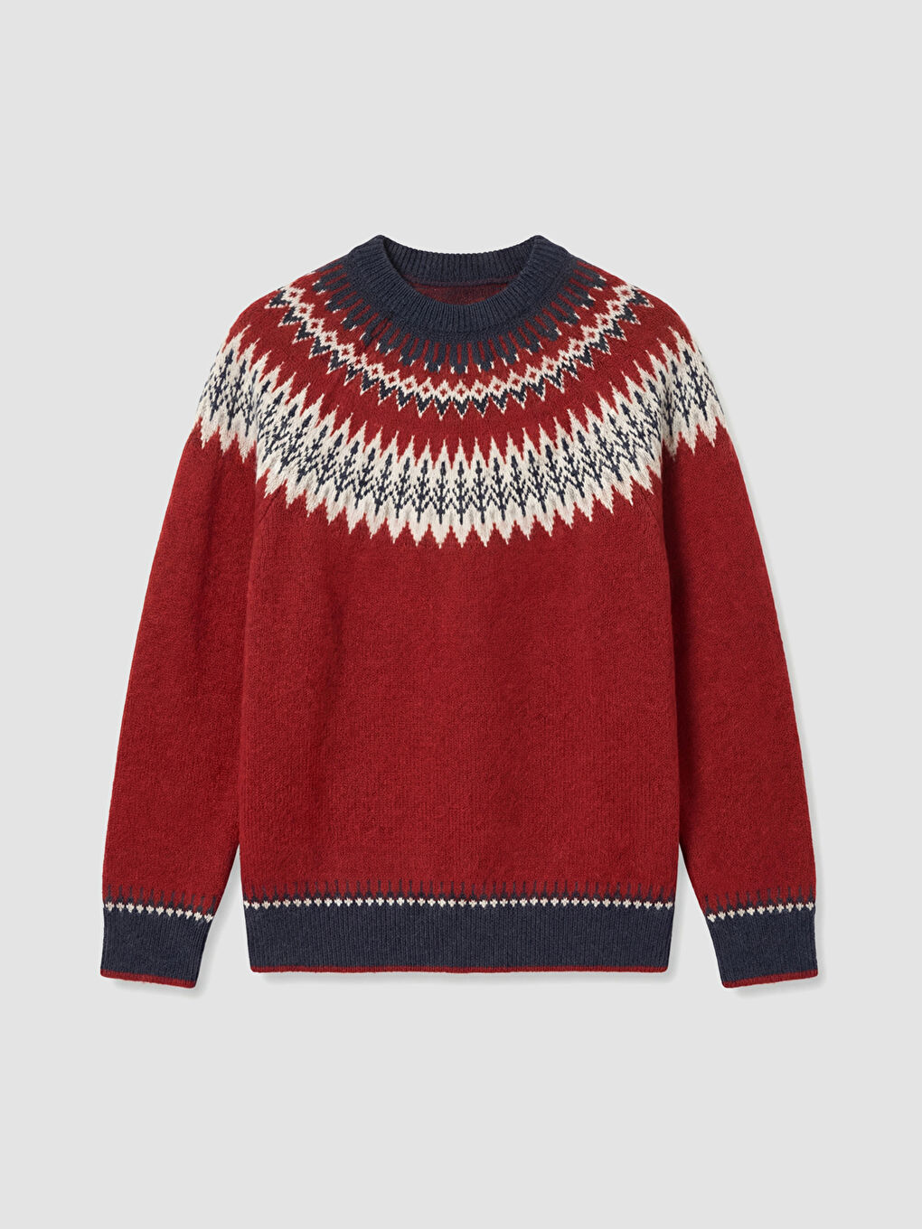 Kırmızı Bisiklet Yaka Desenli Erkek Triko Kazak-4