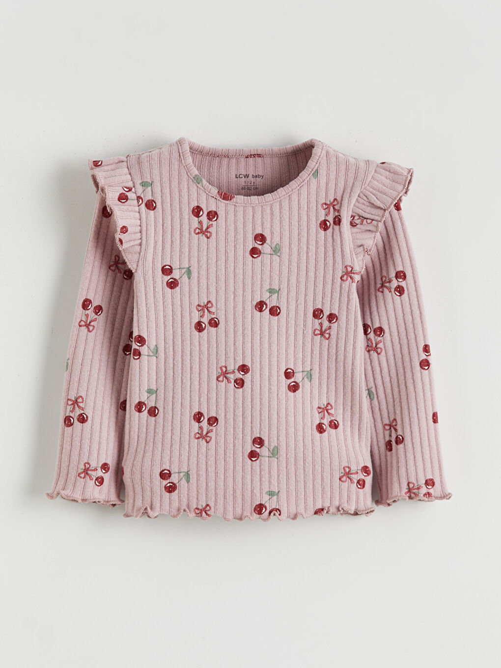 Lila Kiraz Baskılı Kız Bebek Bluz