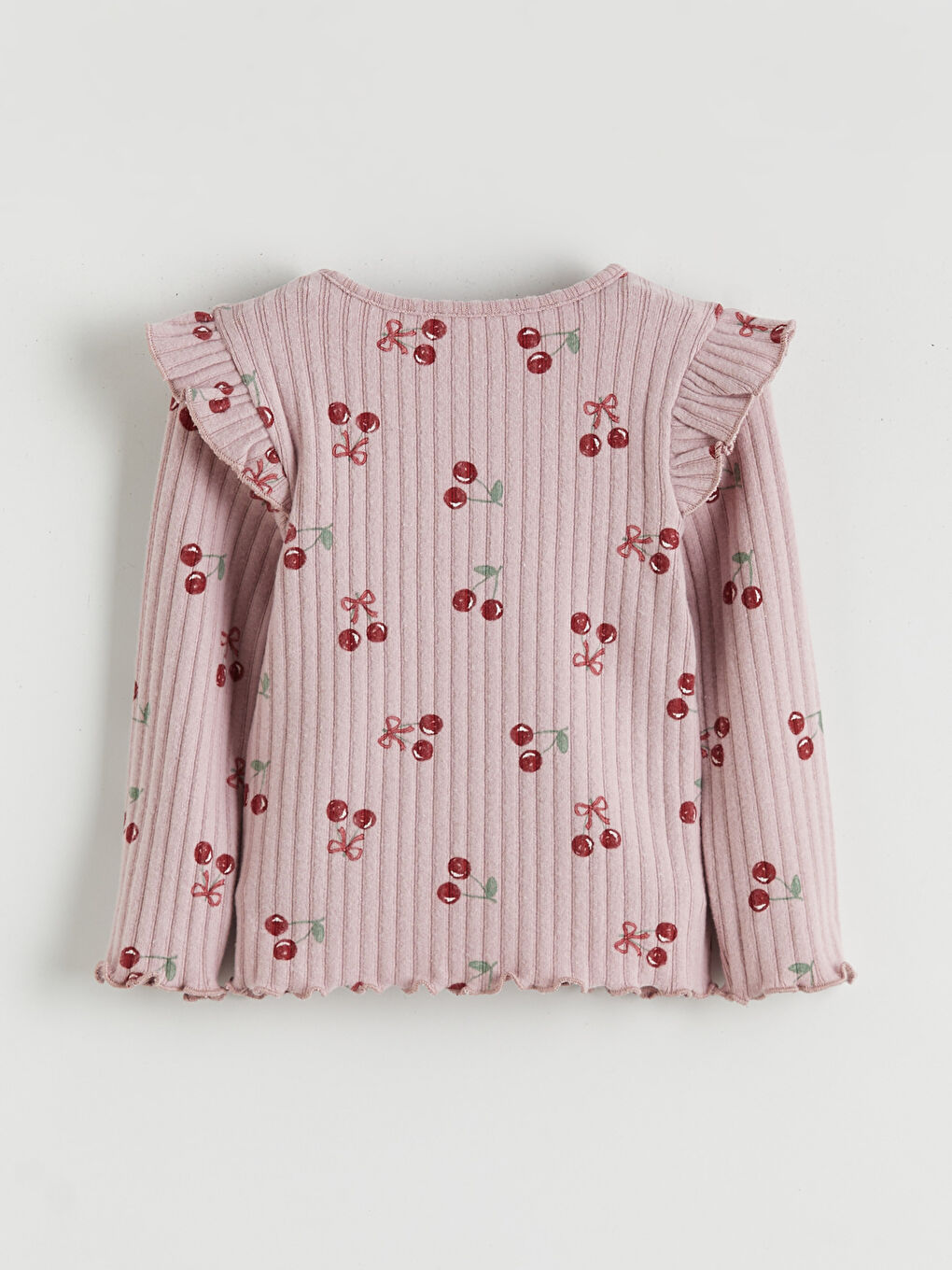 Lila Kiraz Baskılı Kız Bebek Bluz-1