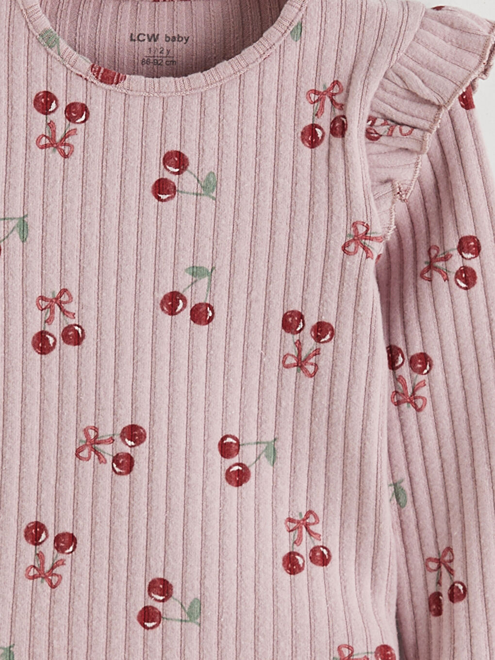 Lila Kiraz Baskılı Kız Bebek Bluz-2