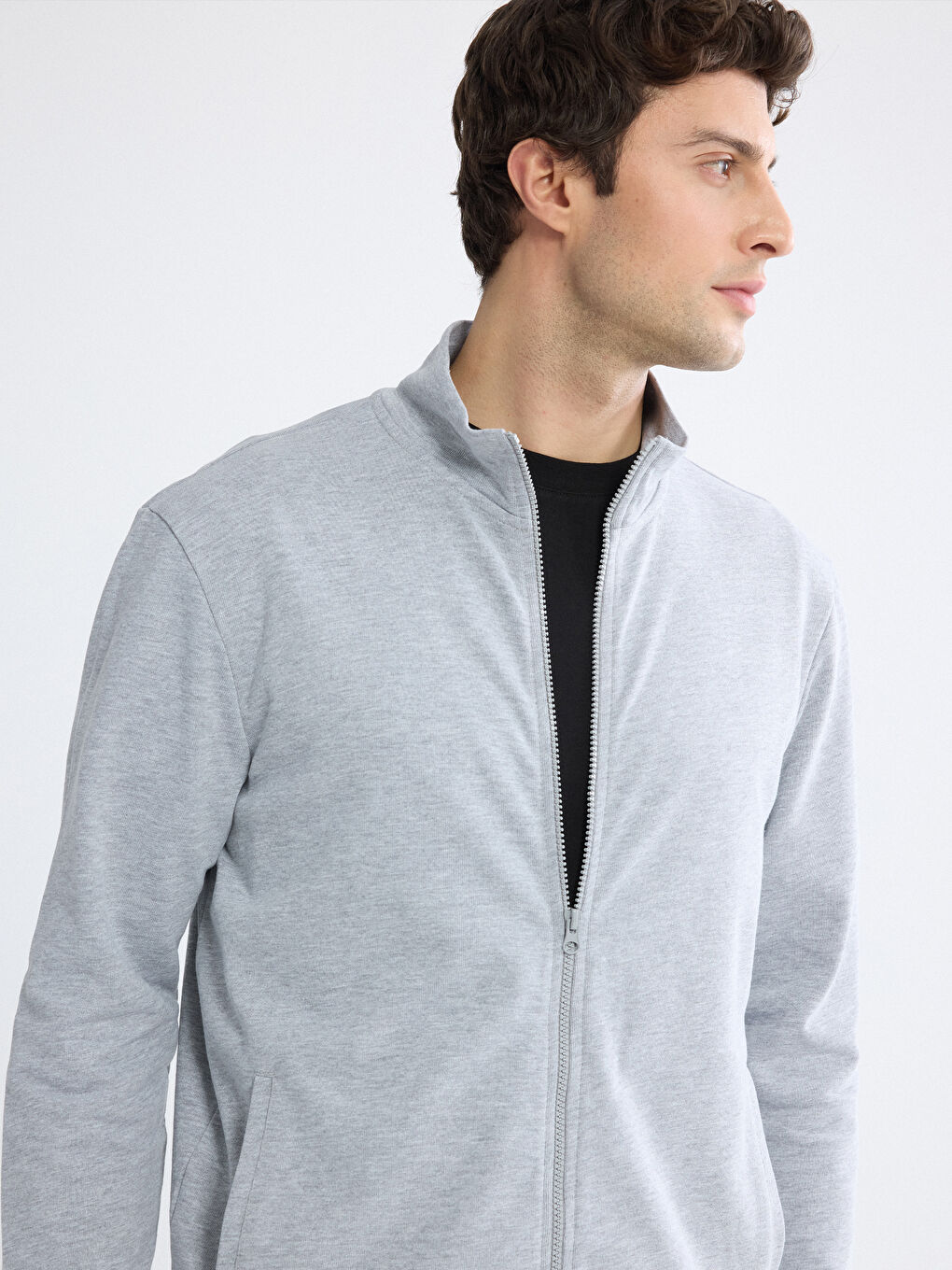 Man GREY Zip-Up Sweatshirt-2