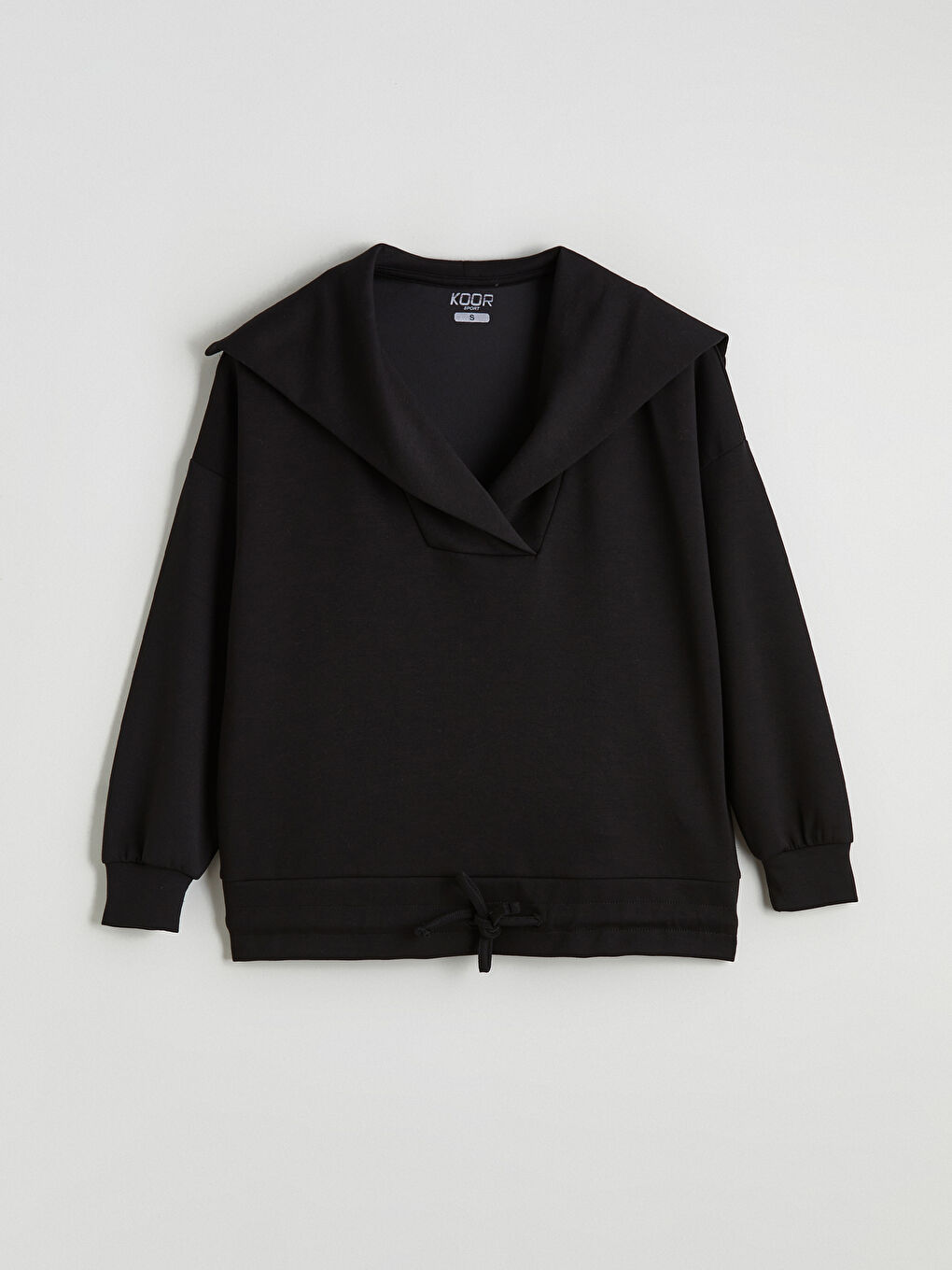 Siyah Polo Yaka Oversize Kadın Sweatshirt-8