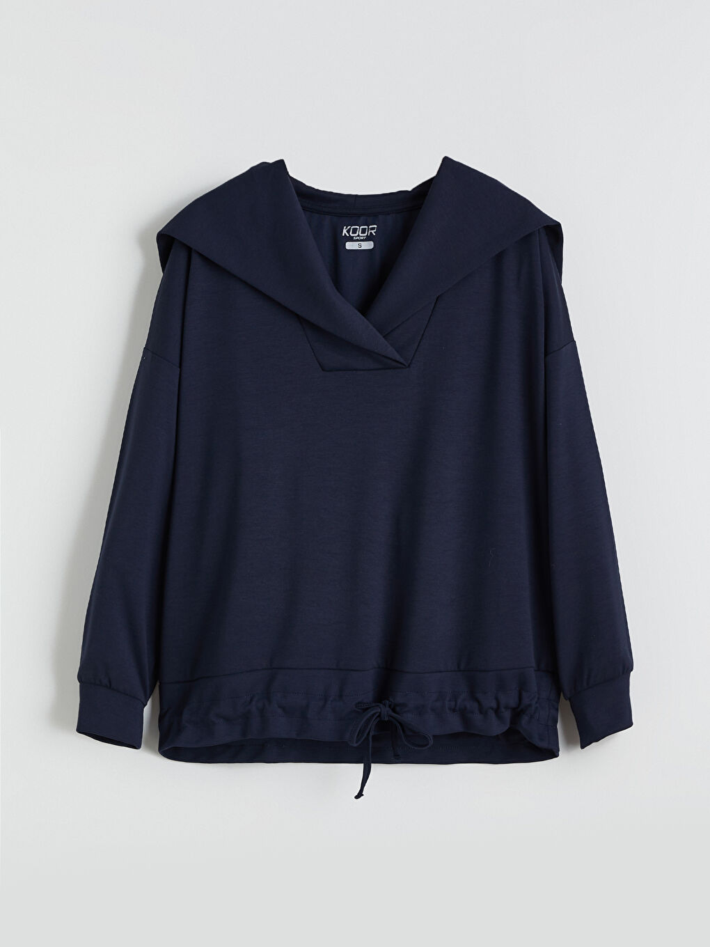 Lacivert Polo Yaka Oversize Kadın Sweatshirt-4