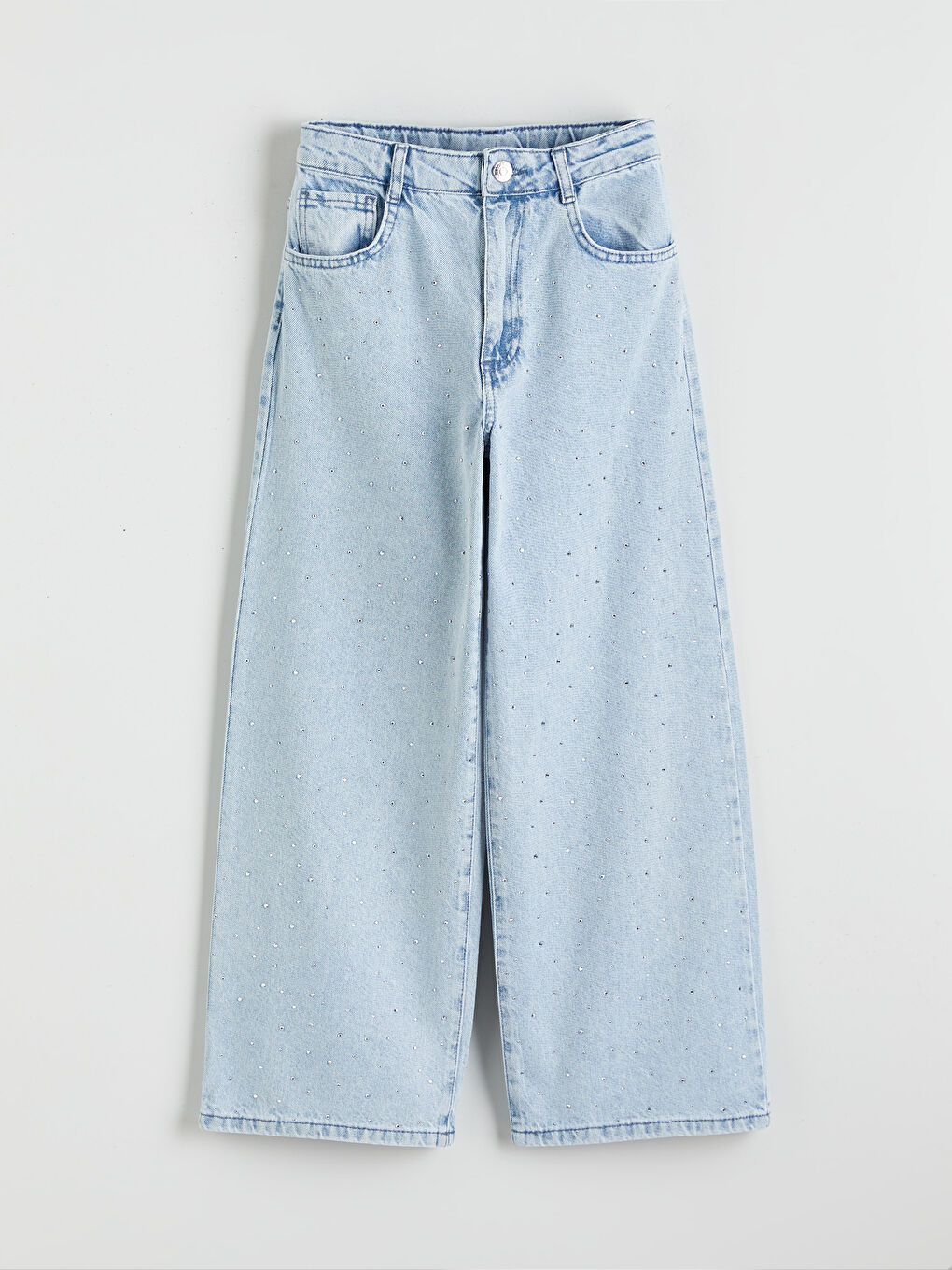 Weite Hose mit Strasssteinchen verzierte Jeans für Mädchen