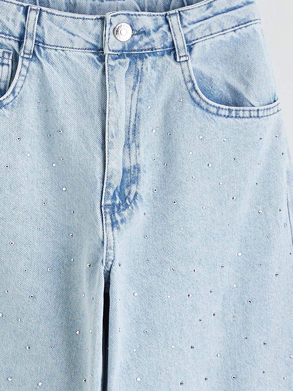 Weite Hose mit Strasssteinchen verzierte Jeans für Mädchen-2