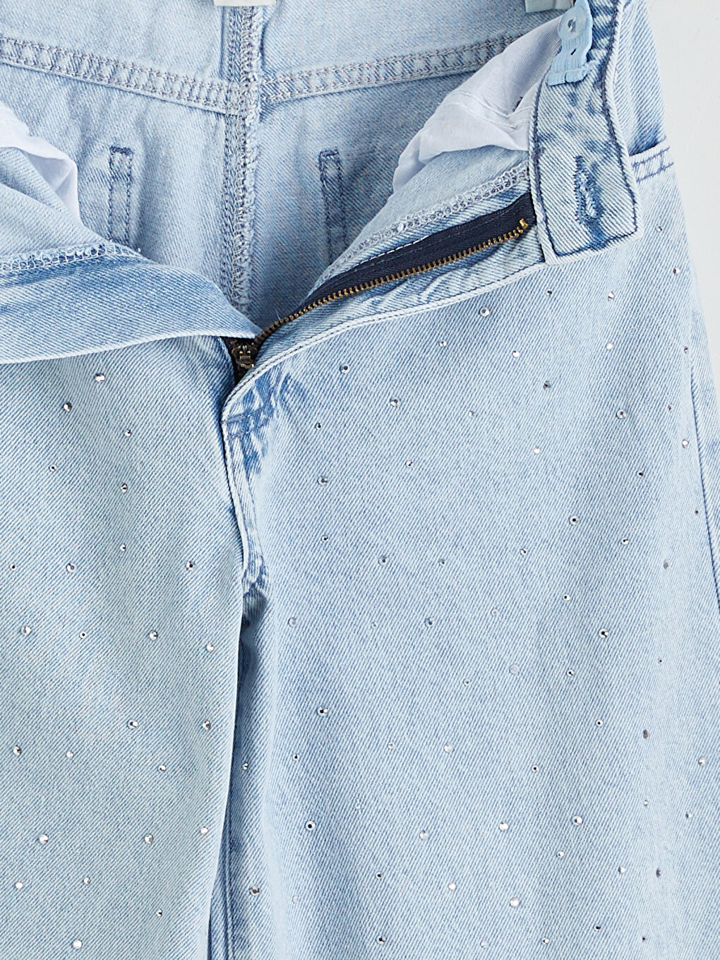 Weite Hose mit Strasssteinchen verzierte Jeans für Mädchen-3