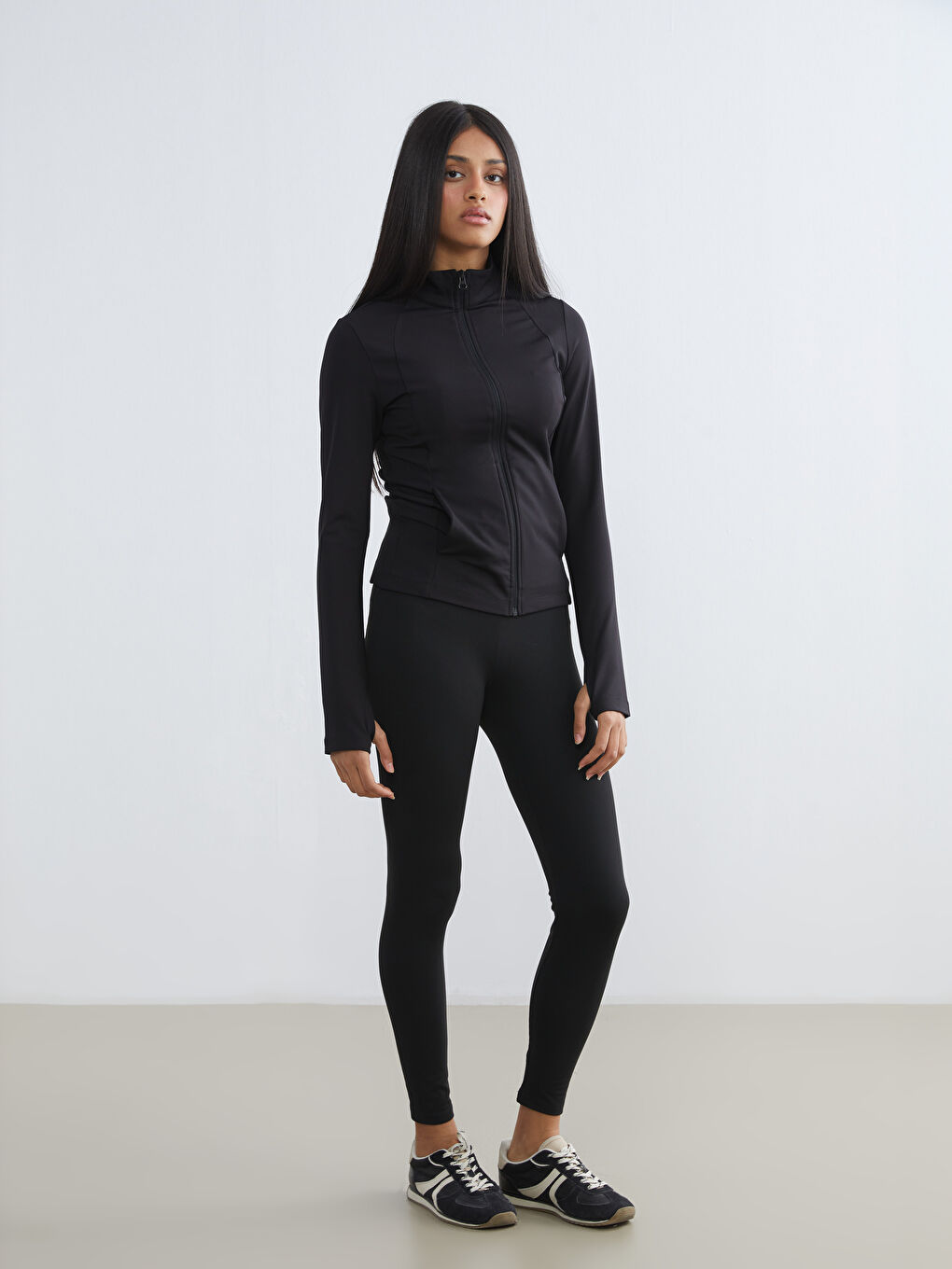 Siyah Yüksek Bel Kadın Spor Tayt