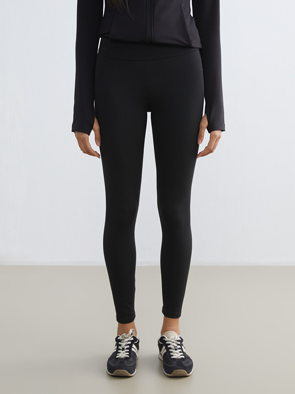 Siyah Yüksek Bel Kadın Spor Tayt-1