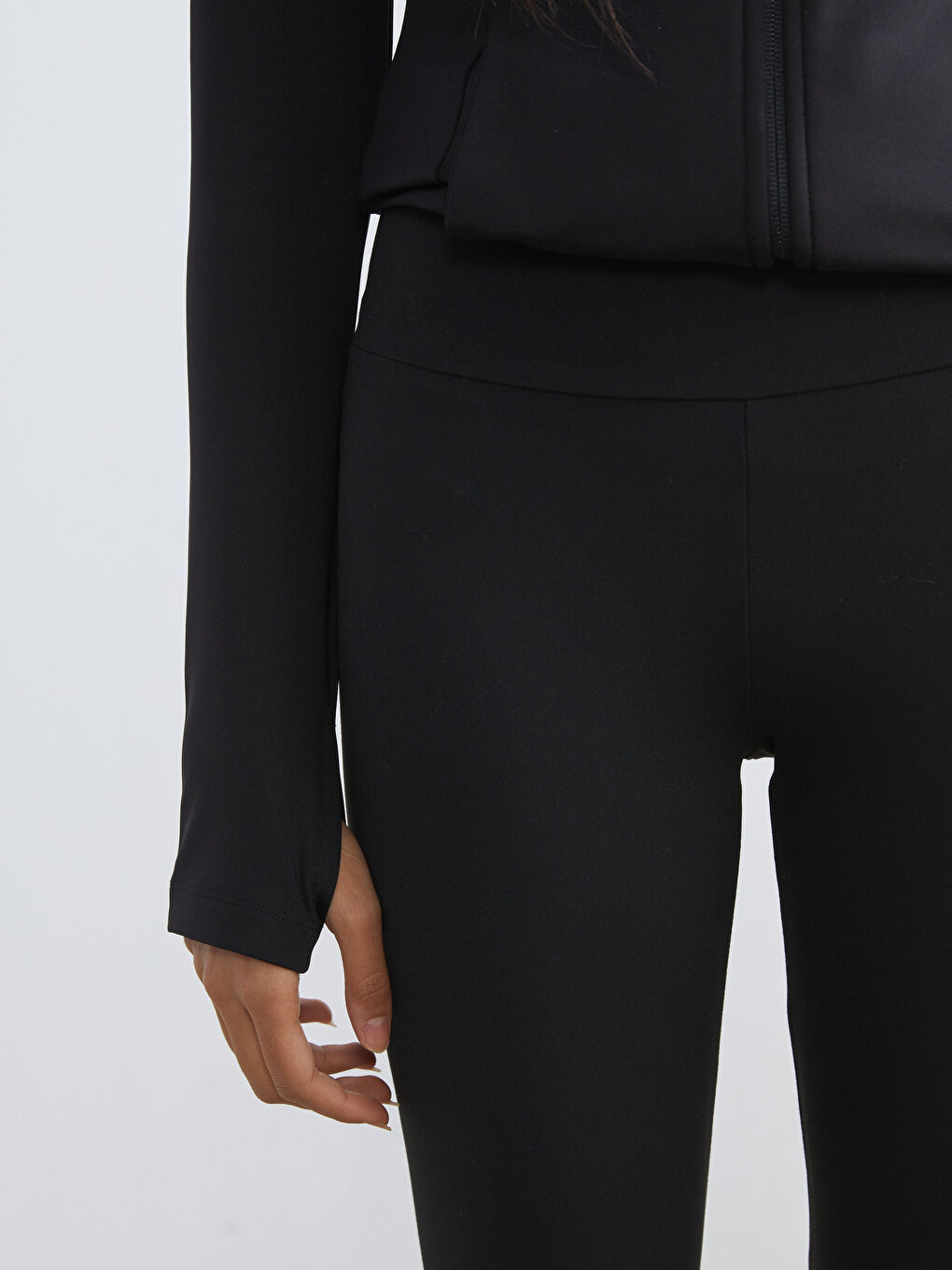 Siyah Yüksek Bel Kadın Spor Tayt-2