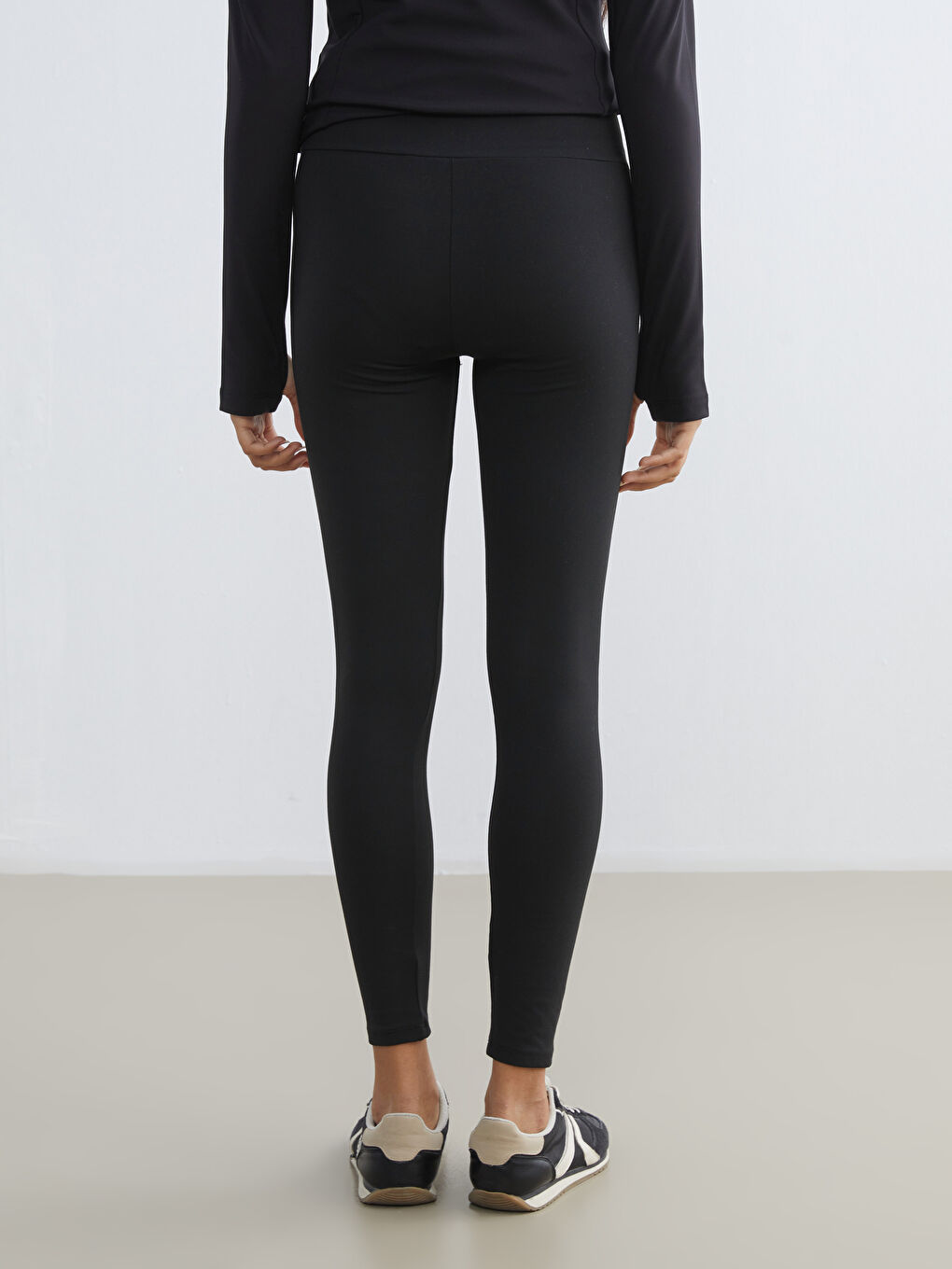 Siyah Yüksek Bel Kadın Spor Tayt-3