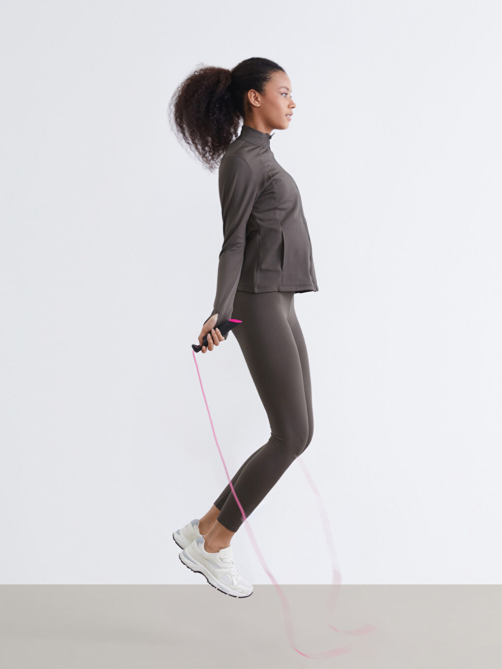 Haki Yüksek Bel Kadın Spor Tayt