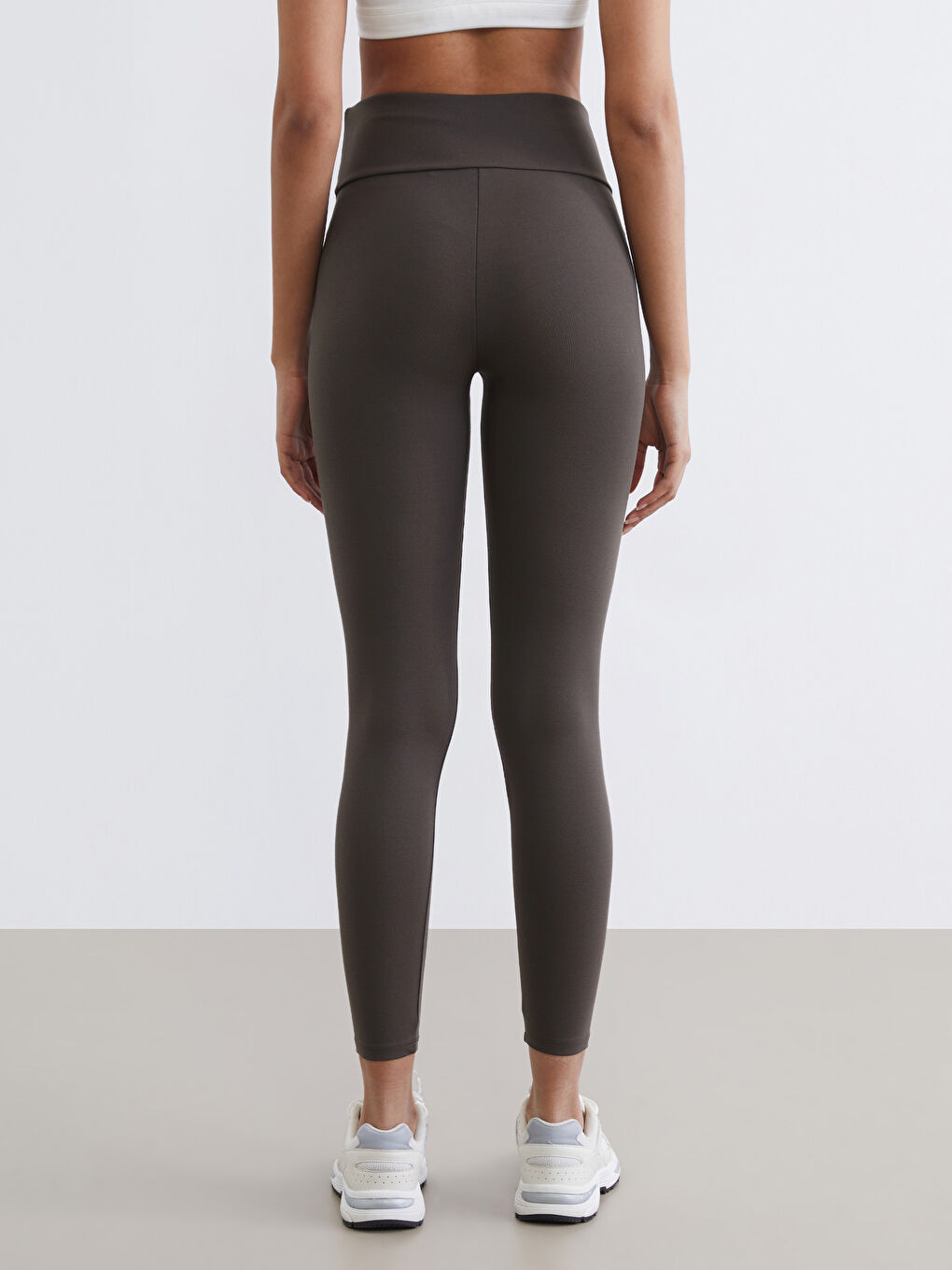 Haki Yüksek Bel Kadın Spor Tayt-4