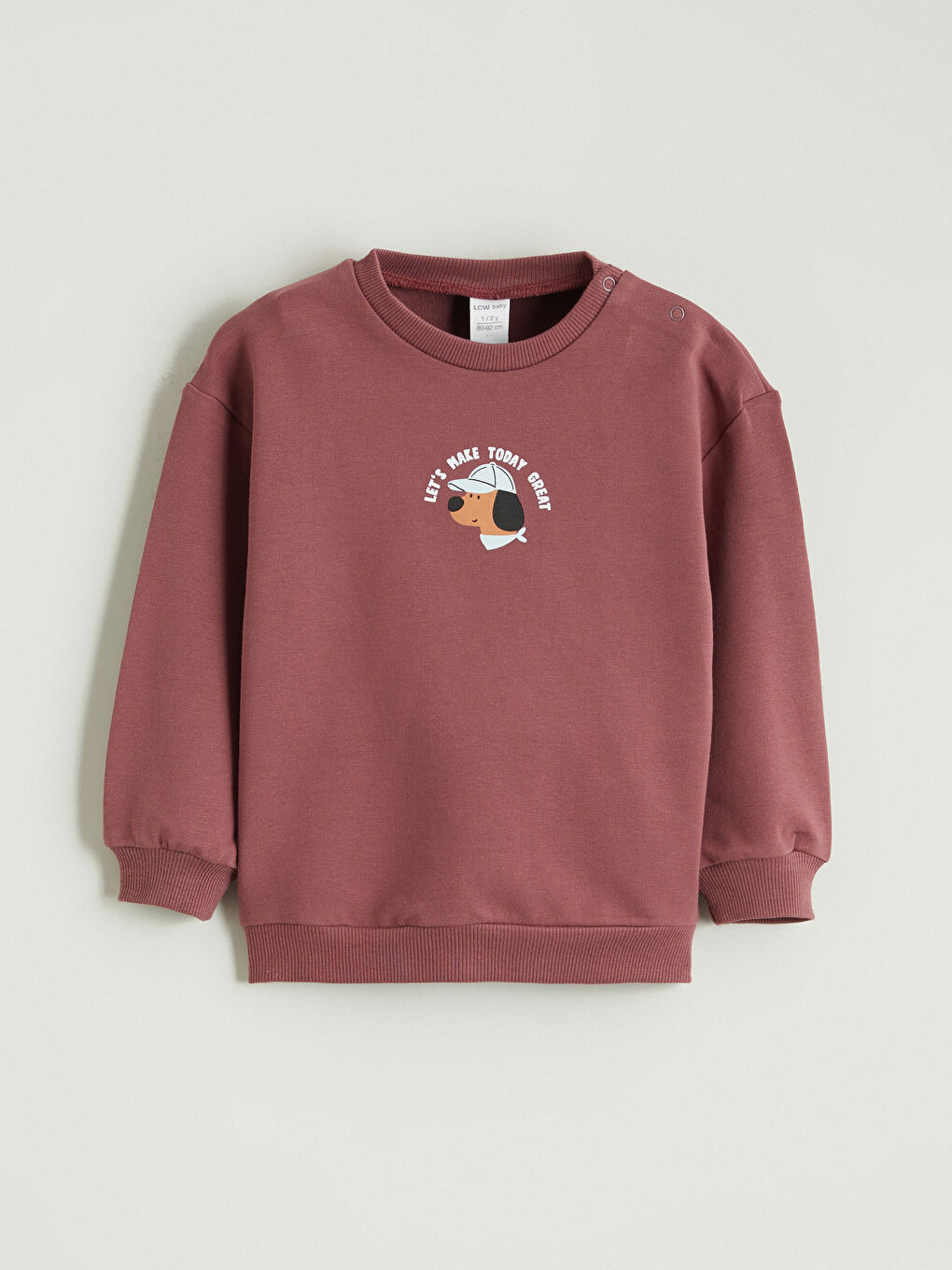 Pembe Bisiklet Yaka Baskılı Erkek Bebek Sweatshirt