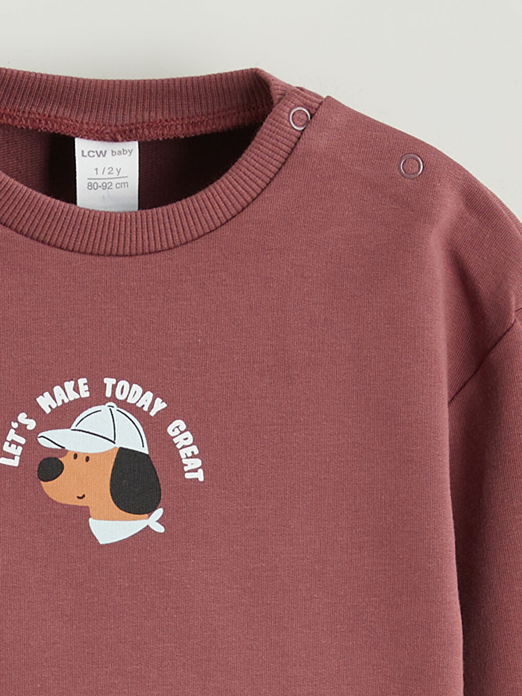 Pembe Bisiklet Yaka Baskılı Erkek Bebek Sweatshirt-1