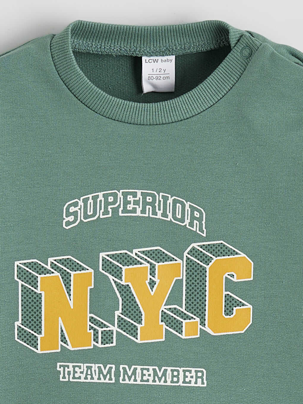 Yeşil Bisiklet Yaka Baskılı Erkek Bebek Sweatshirt-1