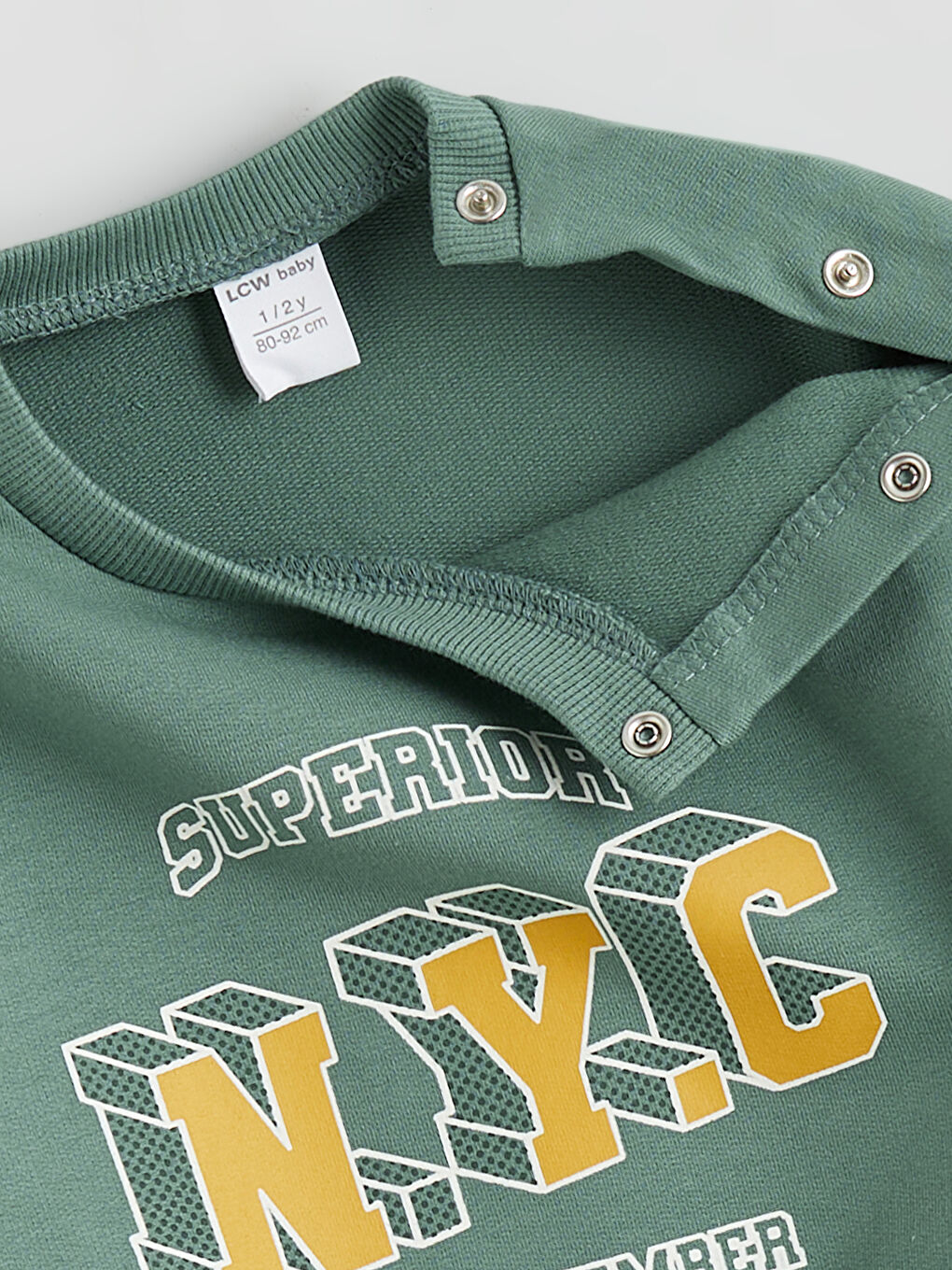 Yeşil Bisiklet Yaka Baskılı Erkek Bebek Sweatshirt-2