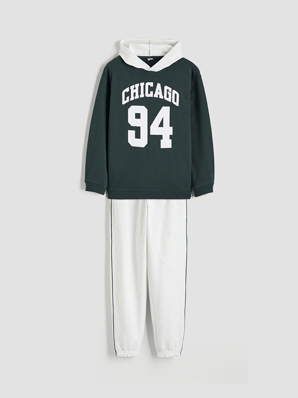 Yeşil Kapüşonlu Erkek Çocuk Eşofman Takım