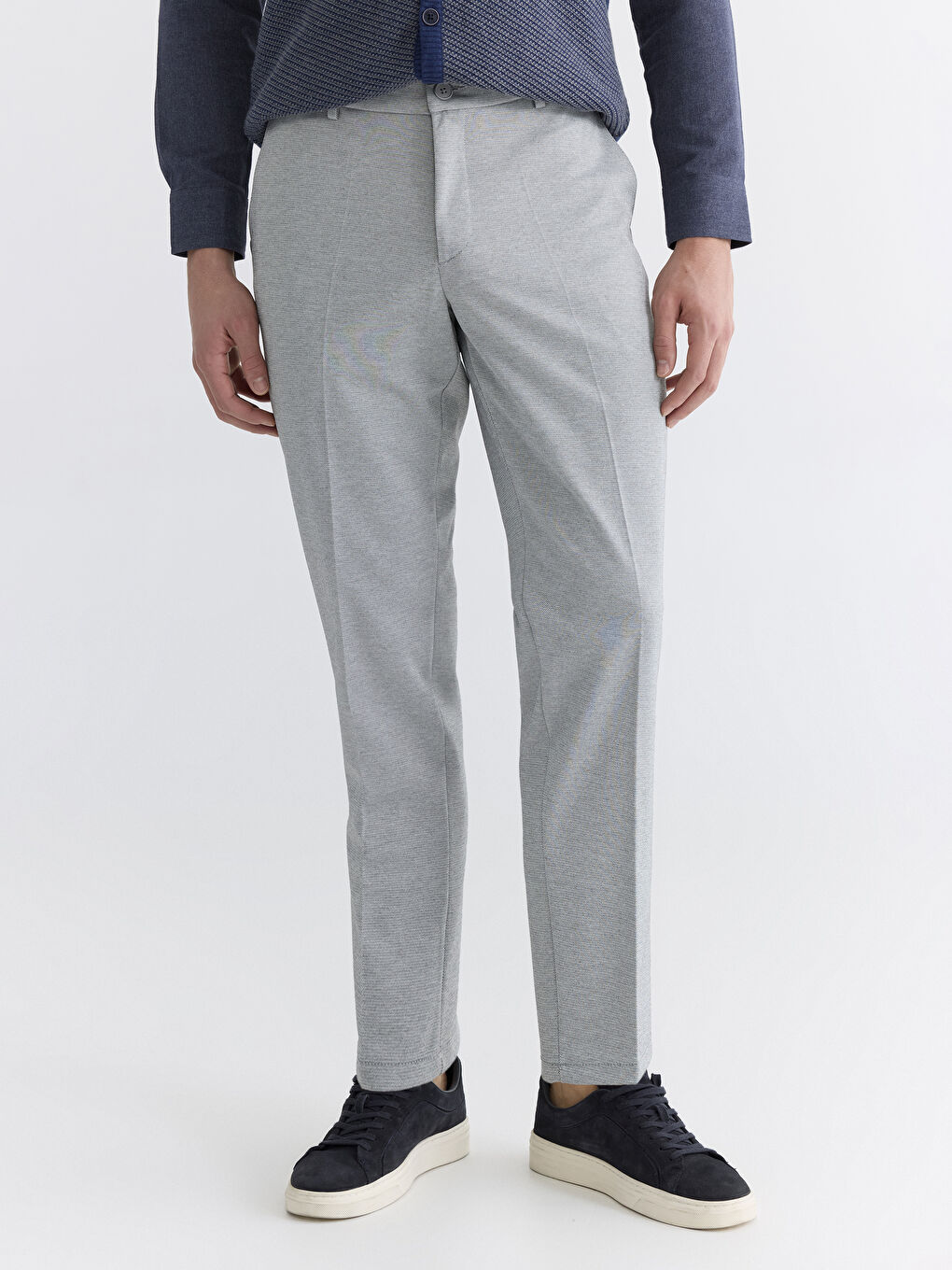 Gri Dar Kalıp Erkek Chino Pantolon-1
