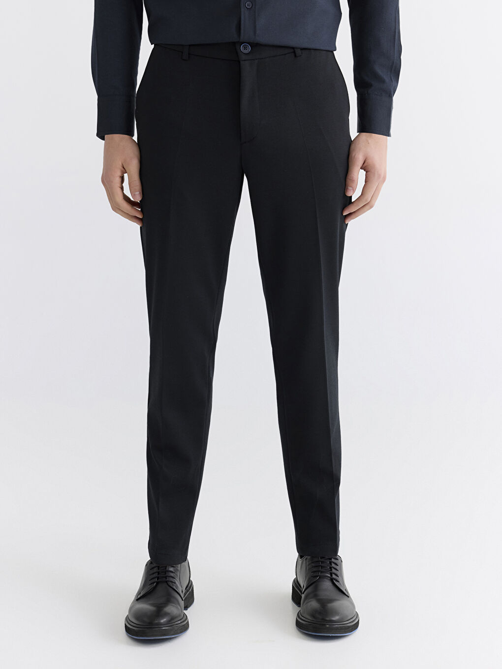 Lacivert Dar Kalıp Erkek Chino Pantolon-1