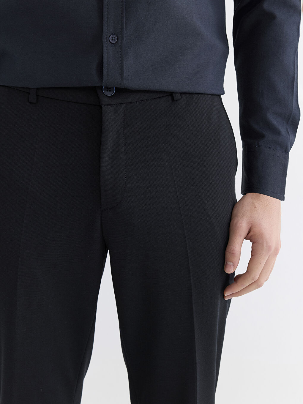 Lacivert Dar Kalıp Erkek Chino Pantolon-2